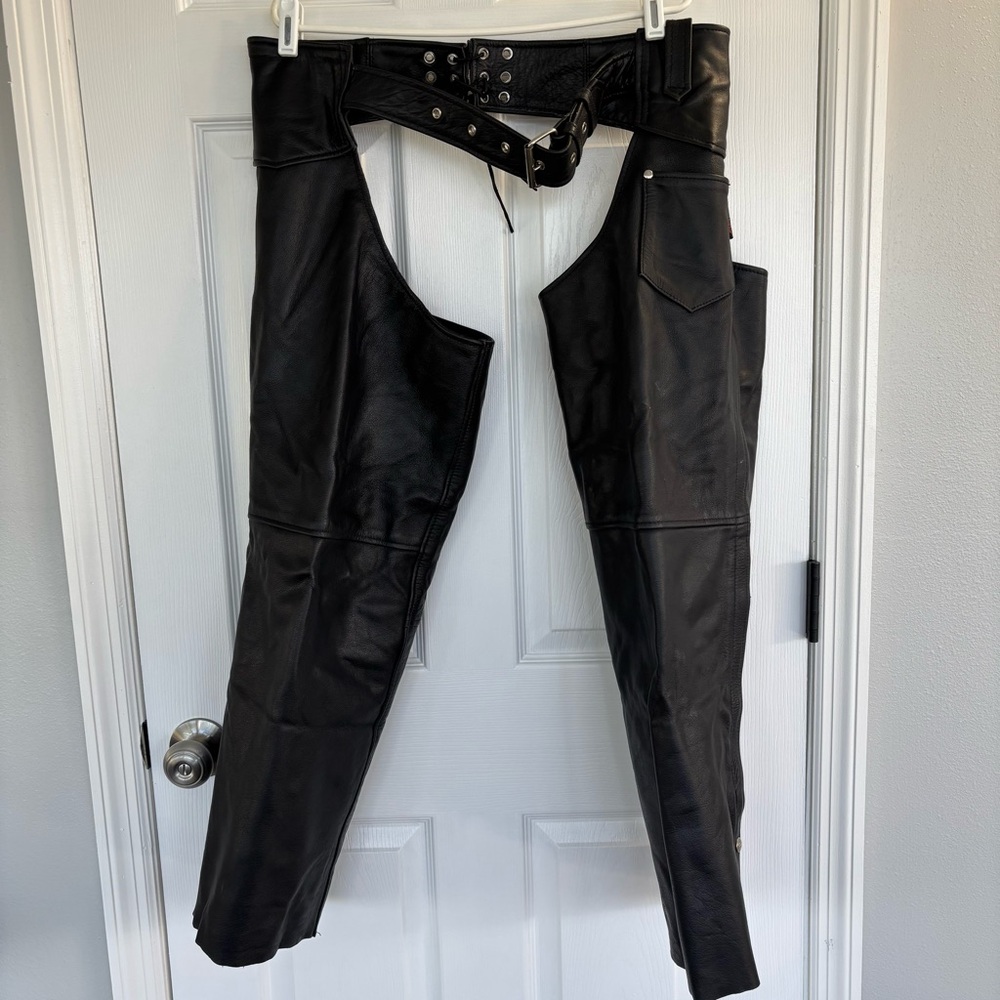 Men's Black Leather Chaps